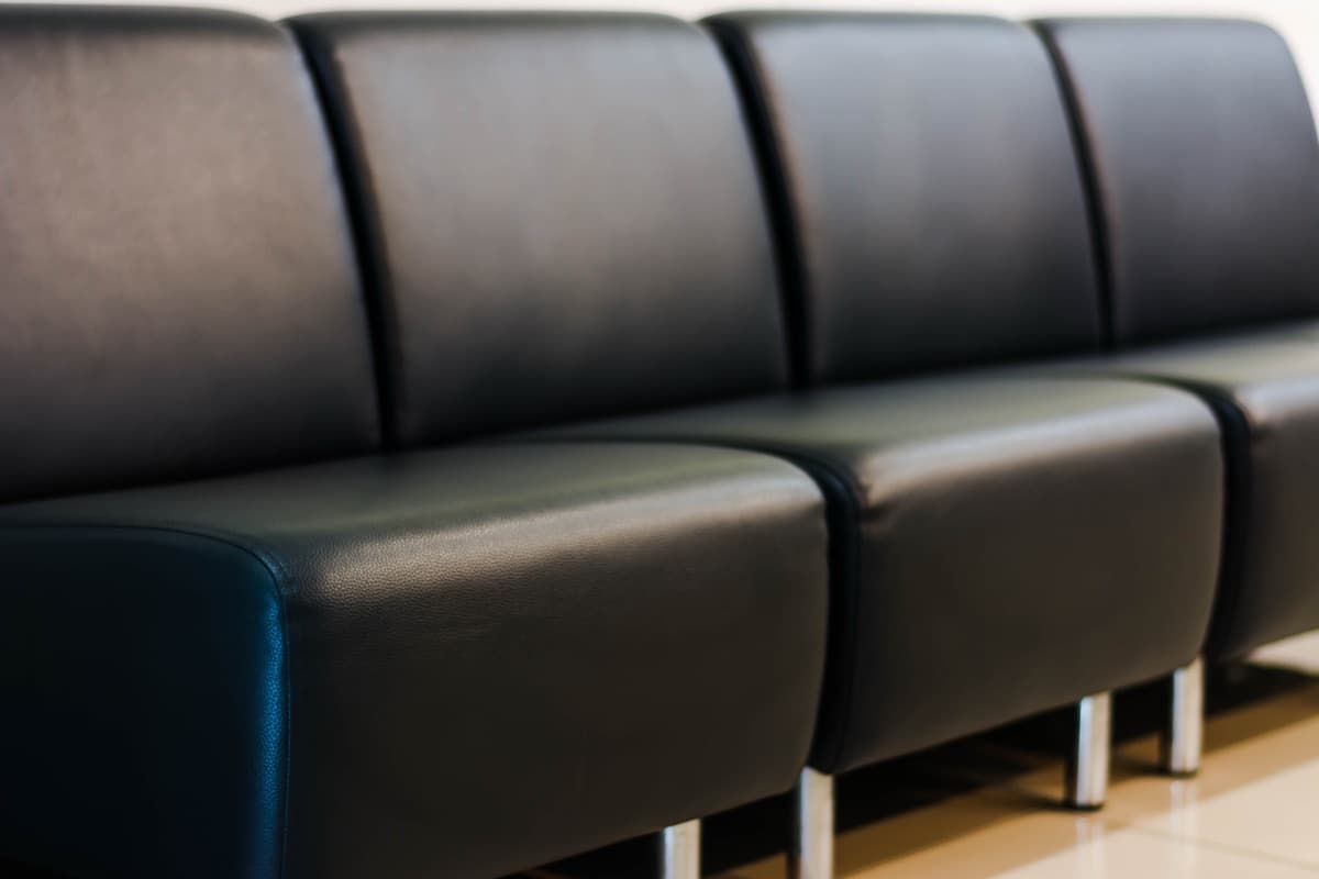Close view of a black upholstered chair